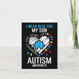 Blau für meine Sohn Autismus Awareness Asd Familie Karte