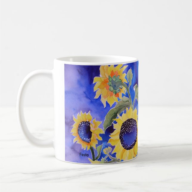 Blau für Sie Sonnenblumen Tasse (Links)