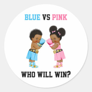 Blau gegen Pink Wer wird das Box-Thema Geschlecht  Runder Aufkleber