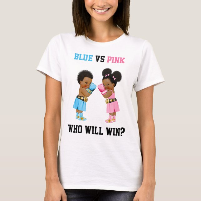 Blau gegen Pink Wer wird das Box-Thema Geschlecht  T-Shirt (Vorderseite)