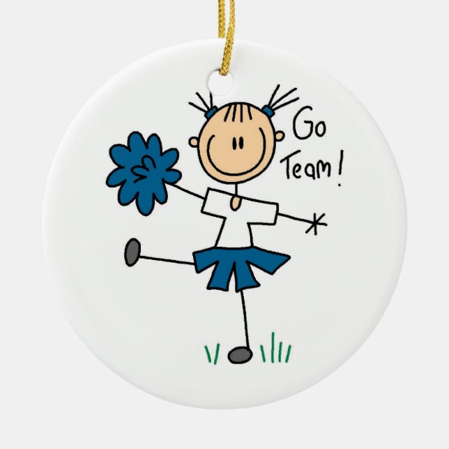 Blau geht Team-Cheerleader-T - Shirts und Keramik Ornament (Vorne)