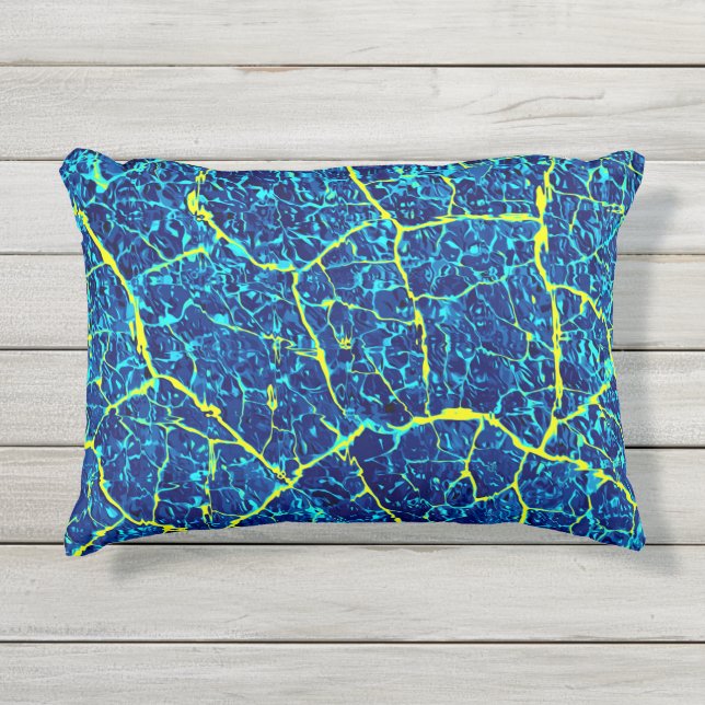 Blau / gelb Abstrakt Kissen Für Draußen (Vorderseite)