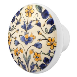 Blau-Gelb-Blume Keramikknauf
