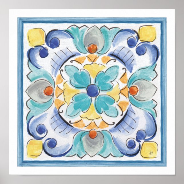 Blau & Gelb Blüte Poster (Vorne)