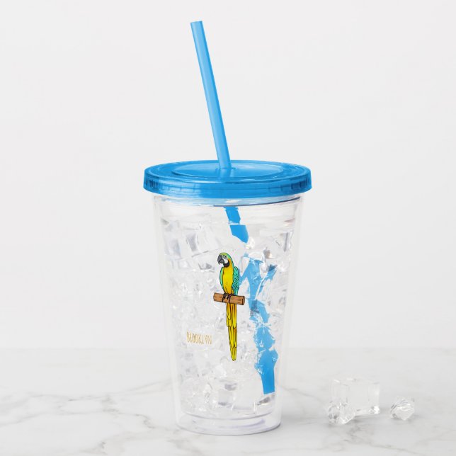 Blau-Gelb-Cartoon Acryltrinkbecher (Vorderseite Ice)