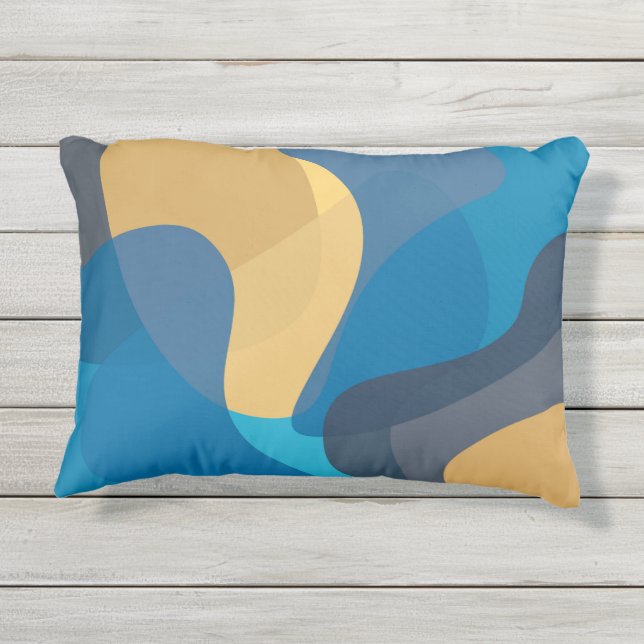 Blau, gelb, cool, trendige städtische Darstellung Kissen Für Draußen (Rückseite)