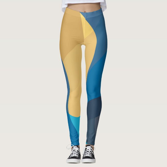 Blau, gelb, cool, trendige städtische Darstellung Leggings (Vorderseite)