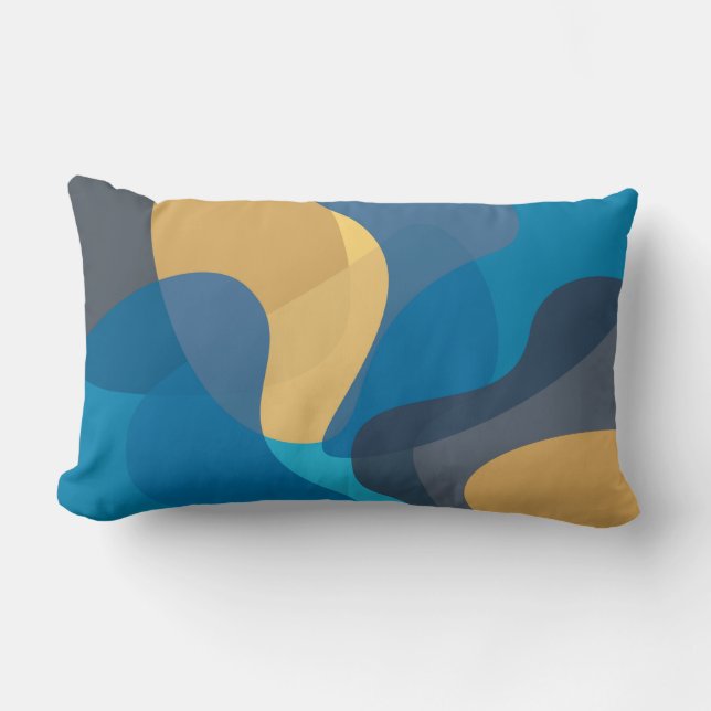 Blau, gelb, cool, trendige städtische Darstellung Lendenkissen (Vorderseite)
