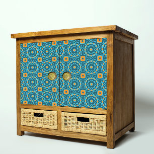 Blau & Gelb Elegant Boho Geometric Decoupage Seidenpapier