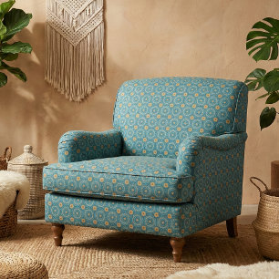 Blau & Gelb Elegantes Boho Geometrisches Muster Stoff