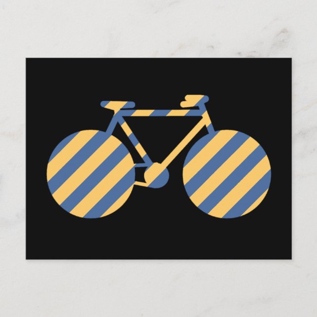 blau-gelb gestreiftes Fahrrad Postkarte (Vorderseite)