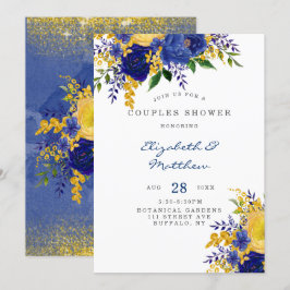 Blau gelb gestrichen Florals Paare Dusche Einladung