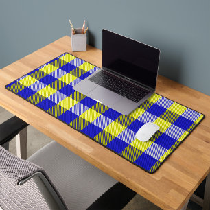 Blau Gelb Gingham Karo Design  Schreibtischunterlage