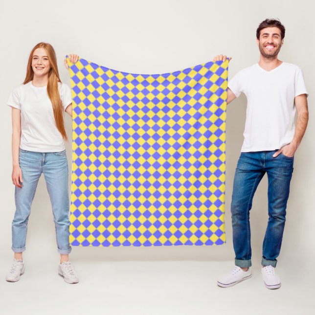 Blau-Gelb-Grau Fleecedecke (Beispiel)