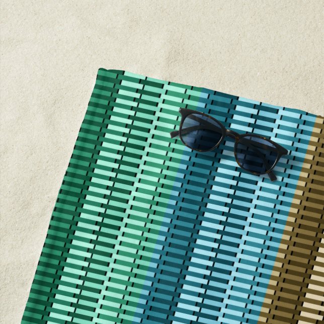 Blau-Gelb Grün Stilvoll Modernes Muster  Strandtuch (Beispiel)