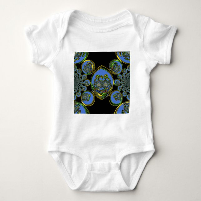 Blau-Gelb-Kaleidoskop Kunstdrucke Baby Strampler (Vorderseite)
