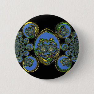 Blau-Gelb-Kaleidoskop Kunstdrucke Button