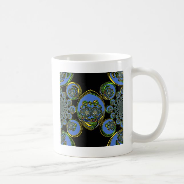 Blau-Gelb-Kaleidoskop Kunstdrucke Kaffeetasse (Rechts)