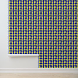 Blau Gelb Karo Argyle-Muster Tapete
