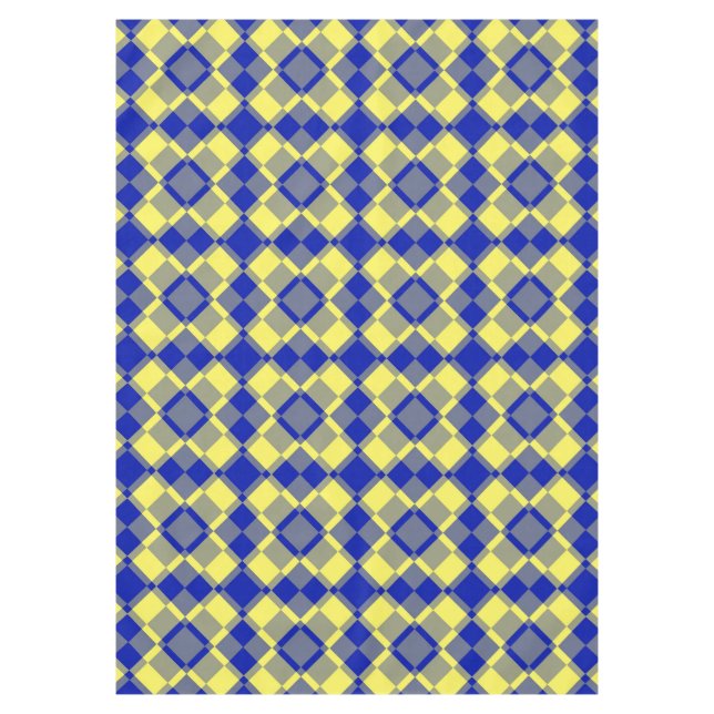 Blau Gelb Karo Argyle-Muster Tischdecke (Vorderseite)