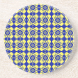 Blau Gelb Karo Argyles Muster Getränkeuntersetzer