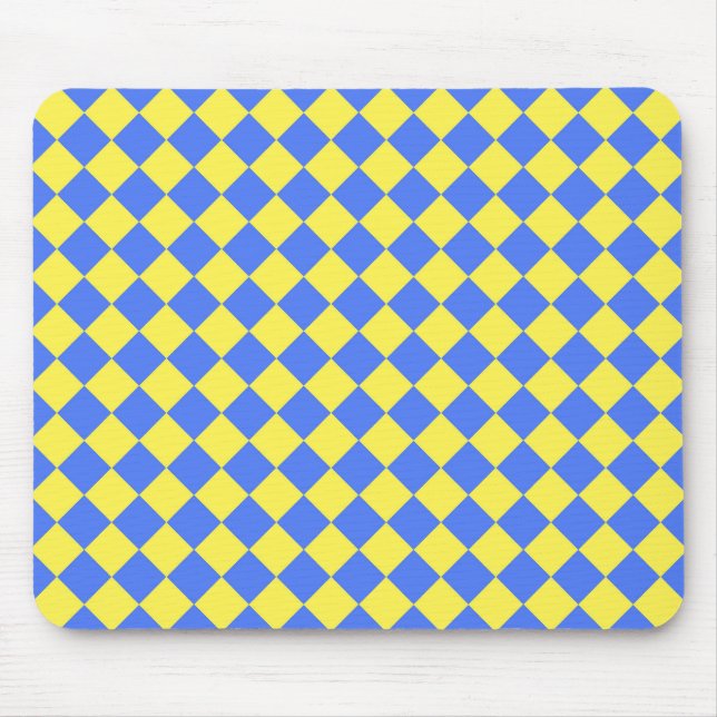 Blau Gelb Karo Diamantmuster  Mousepad (Vorne)