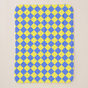 Blau Gelb Karo Diamantmuster Sherpadecke