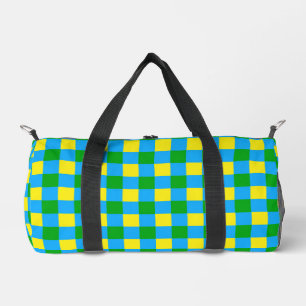 Blau-Gelb-Karo Kariertes Muster Duffle Bag