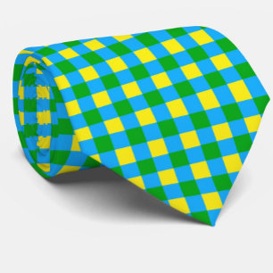 Blau-Gelb-Karo Kariertes Muster Krawatte