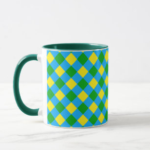 Blau-Gelb-Karo Kariertes Muster Tasse