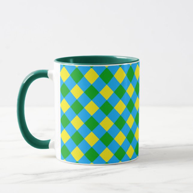 Blau-Gelb-Karo Kariertes Muster Tasse (Links)