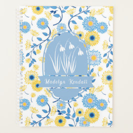 Blau & Gelb Laurentian Blumenmuster mit individuel Planer