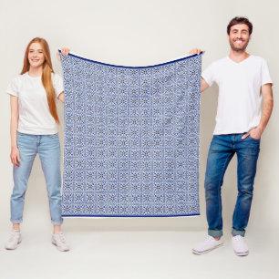 Blau-gelb-Muster im mediterranen Stil Fleecedecke