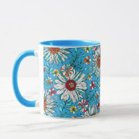 Blau-Gelb-Orange-Blume Muster