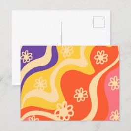 Blau, gelb, orange, rosa, Abstrakt Postkarte