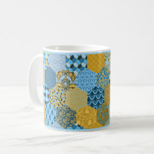 Blau-Gelb-Patchwork-Tasse Kaffeetasse