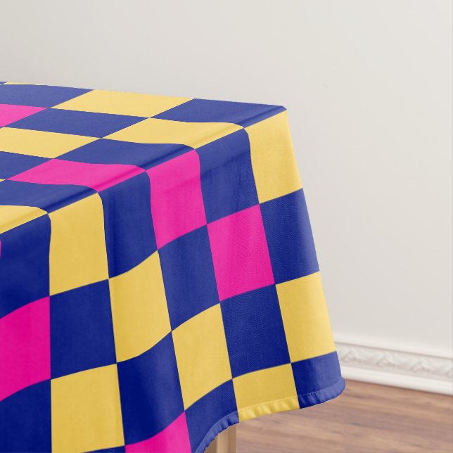 Blau Gelb Pink Karomuster Design  Tischdecke (Beispiel)