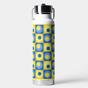 Blau-Gelb-Quadrat geometrisches Design Hot-Cold Trinkflasche