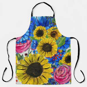 Blau-gelb rosa Floral Nahtlos Schürze