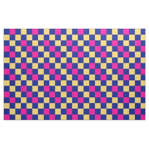 Blau Gelb Rosa Karomuster Design Stoff