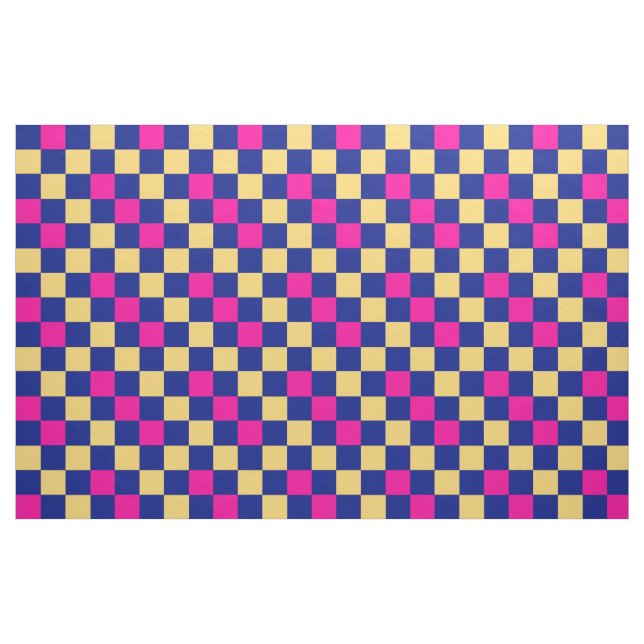 Blau Gelb Rosa Karomuster Design  Stoff (Fat Quarter (45,7 x 55,9 cm))