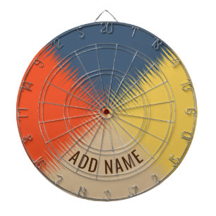 Blau Gelb Rot Creme - Personalisierbar Dartscheibe