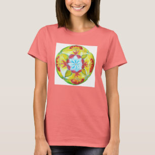 Blau, Gelb, Rot, Peace Mandala T-Shirt
