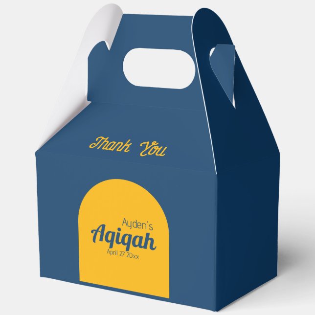 Blau Gelb Solid Color Schlicht, Aqiqah Baby Dusche Geschenkschachtel (Vorderseite)