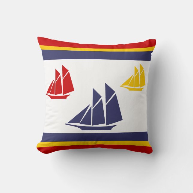 blau, gelb und rot Segelboot weiß PILLOW Kissen (Vorderseite)