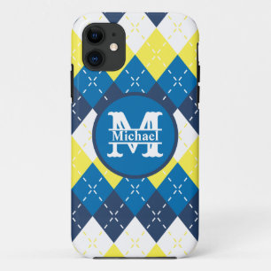 Blau, Gelb und Weiß Raute personalisieren Case-Mate iPhone Hülle