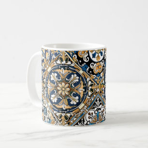 Blau Gelb Weiß Schwarz Azuleju Spanisch Marokkanis Kaffeetasse