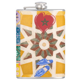 Blau & Gelb Zellij Mosaikmuster Flachmann