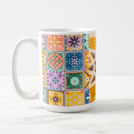Blau & Gelb Zellij Mosaikmuster Kaffeetasse
