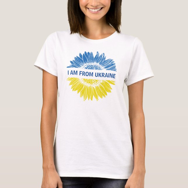 Blau/gelbe Blume Ich bin aus der Ukraine. Personal T-Shirt (Vorderseite)
